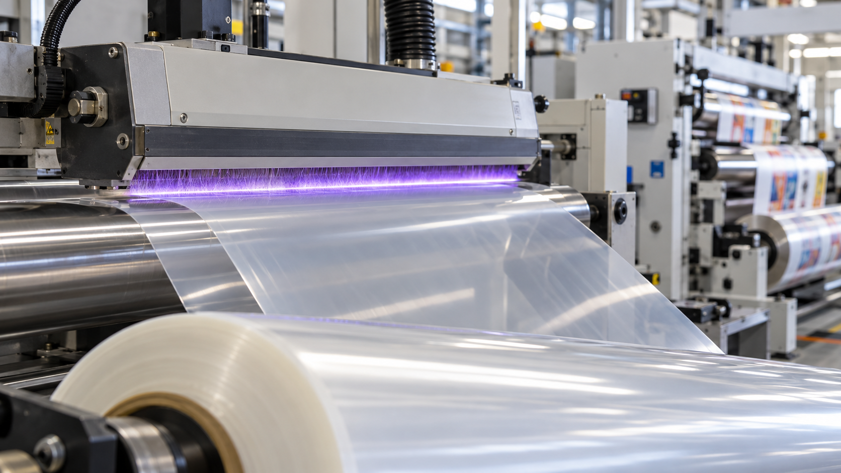Corona treatment and dyne level for PE film printing
