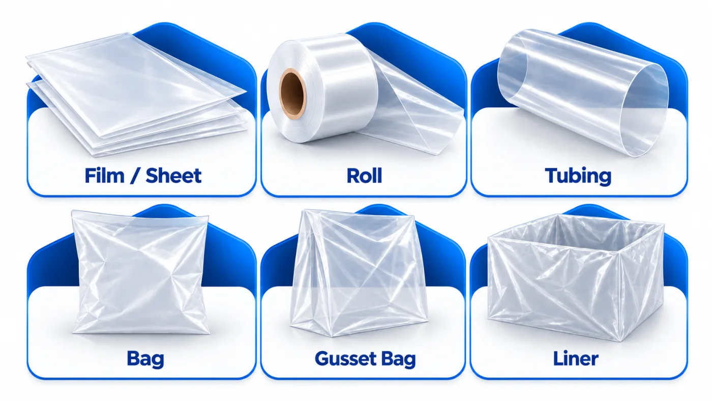 Six polyethylene formats including corrected open-ended tubing